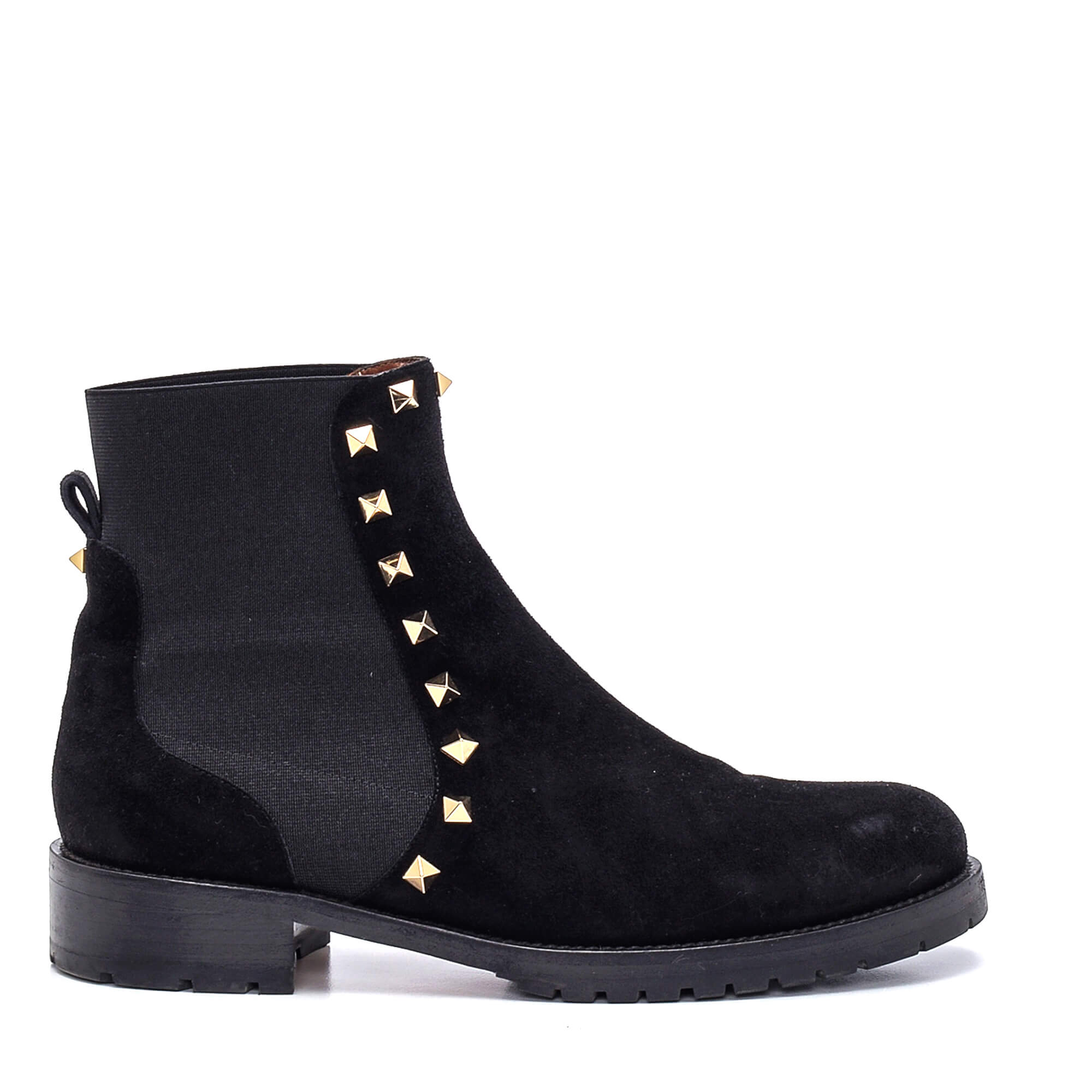  Valentino - Black Suede & Gold Rockstud Boots